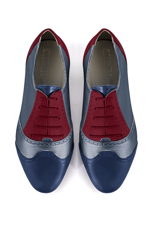 Navy blue and burgundy red women's fashion lace-up shoes.. Top view - Florence KOOIJMAN
